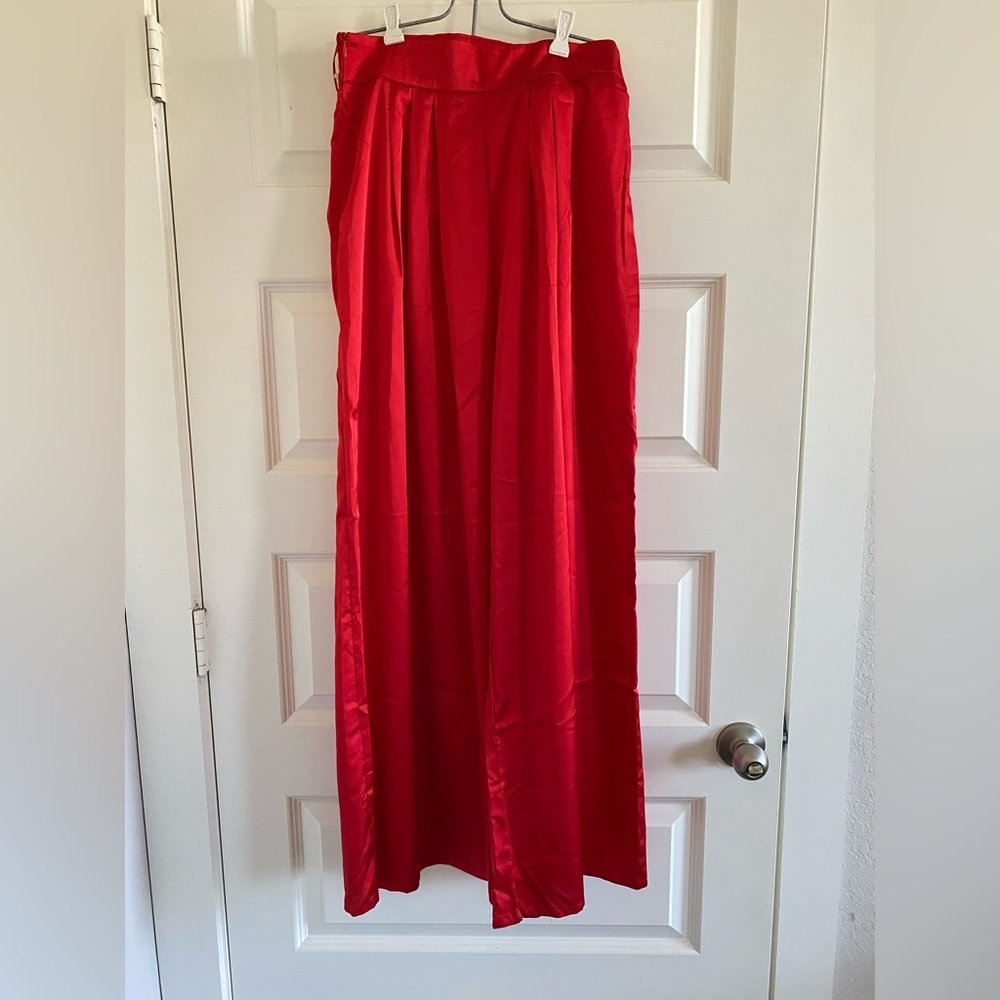 Red Palazzo Pants - Picture 2 of 6